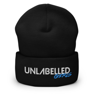 Unlabelled Girls - Black Cuffed Beanie (Cyan) 画像