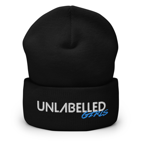 Unlabelled Girls - Black Cuffed Beanie (Cyan) 画像
