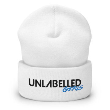 Unlabelled Girls - White Cuffed Beanie (Cyan) 画像