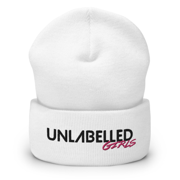 Unlabelled Girls - White Cuffed Beanie (Magenta) 画像